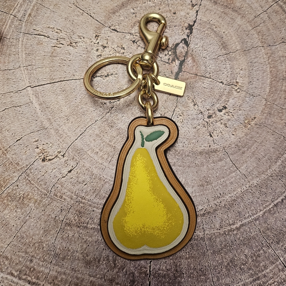 Coach Yellow Pear Keychain with Gold Hardware